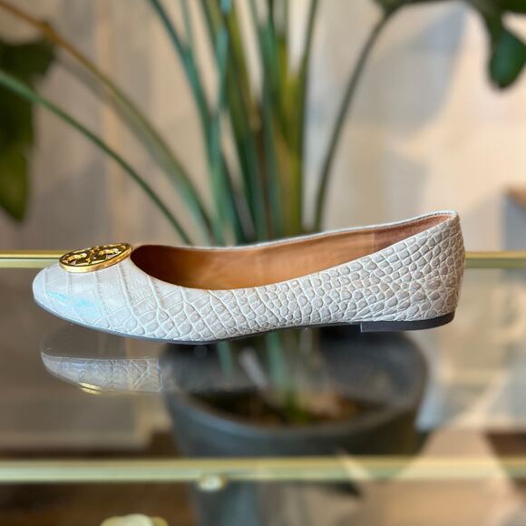 TORY BURCH Chelsea Ballet Flat Croco Embossed SZ 10.5 - Picture 1 of 11